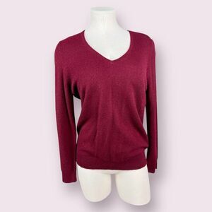 CHARTER CLUB Red 100% Cashmere V-neck Sweater | NWT | Large